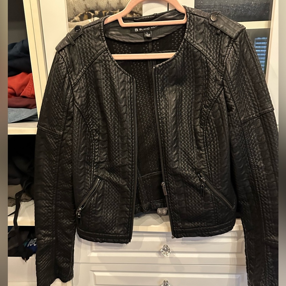 Black vegan leather jacket size L